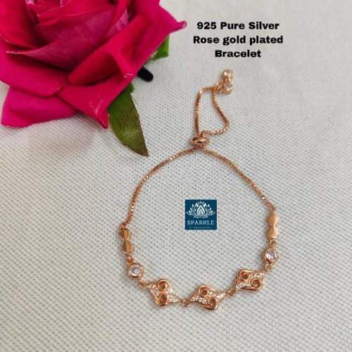 Bracelet 925 pure silver Rose Gold plated Adjustable Bracelet